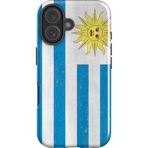 Uraguay Flag Distressed iPhone 16 Plus Impact Case
